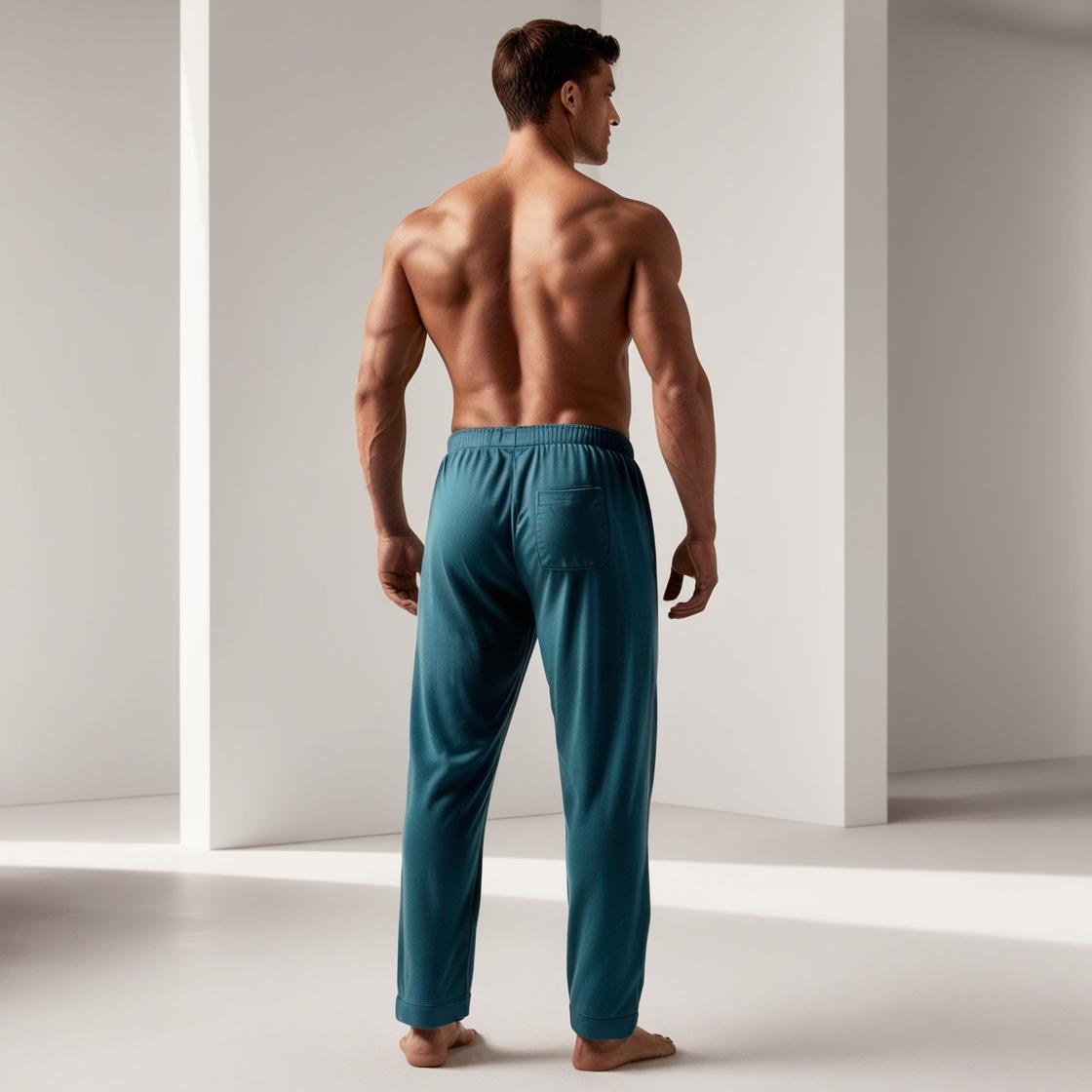 BarelyStylish Men's Dark Teal Blue Cotton Pyjamas for Daily Home Wear | Comfort Fit Loungewear with Pockets