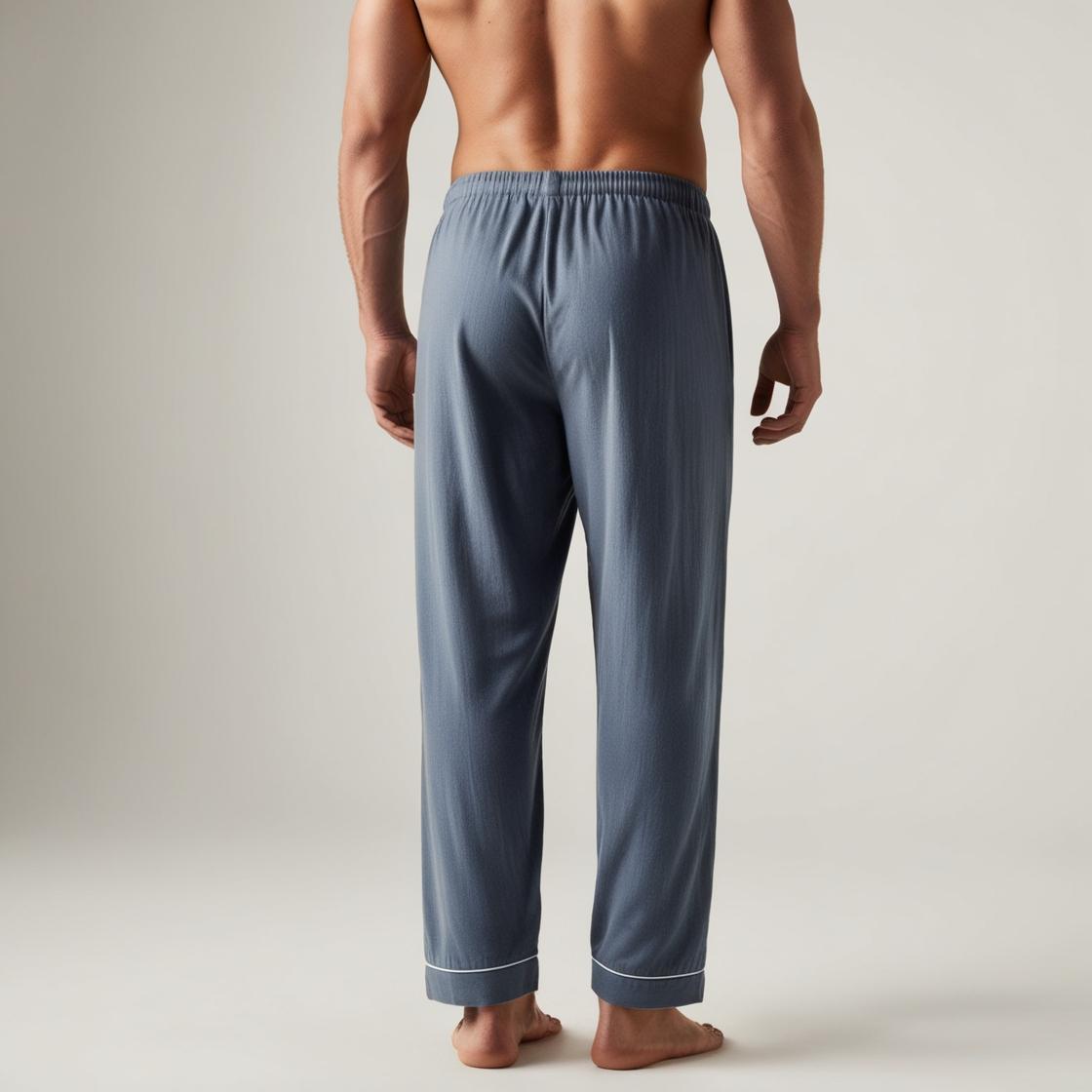 BarelyStylish Men's Corn flour BLue  Cotton Pyjamas for Daily Home Wear | Comfort Fit Loungewear with Pockets