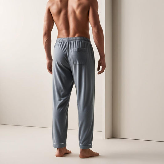 BarelyStylish Men's Corn flour BLue  Cotton Pyjamas for Daily Home Wear | Comfort Fit Loungewear with Pockets