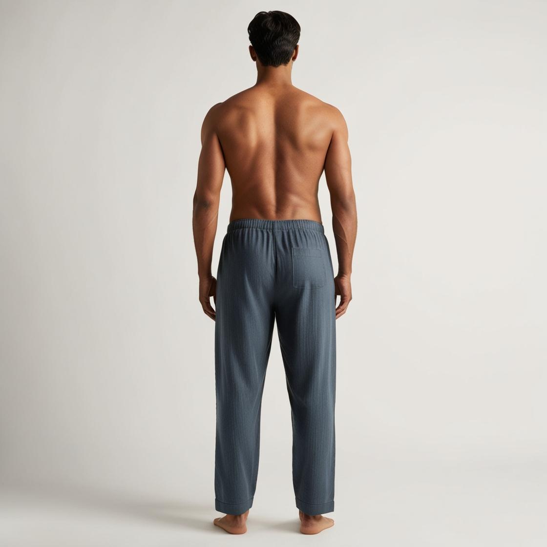 BarelyStylish Men's Corn flour BLue  Cotton Pyjamas for Daily Home Wear | Comfort Fit Loungewear with Pockets