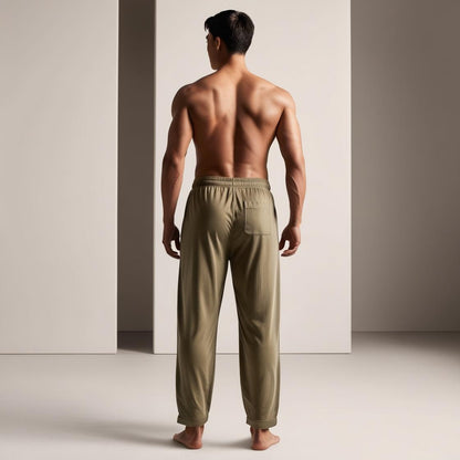 Men’s Daily Wear Khaki Cotton Pyjamas by BarelyStylish | Relaxed Fit Home & Sleepwear with Pockets