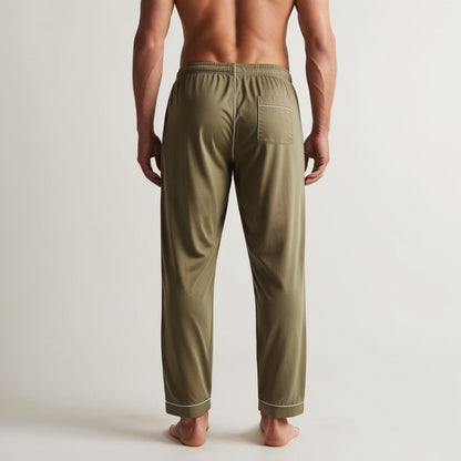 Men’s Daily Wear Khaki Cotton Pyjamas by BarelyStylish | Relaxed Fit Home & Sleepwear with Pockets