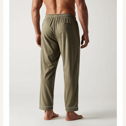 Men’s Daily Wear Khaki Cotton Pyjamas by BarelyStylish | Relaxed Fit Home & Sleepwear with Pockets