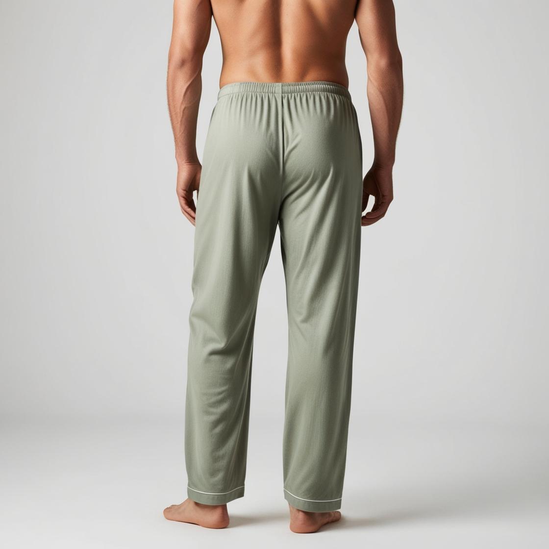 Men’s Daily Wear Light Green Cotton Pyjamas by BarelyStylish | Relaxed Fit Home & Sleepwear with Pockets