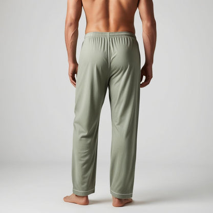 Men’s Daily Wear Light Green Cotton Pyjamas by BarelyStylish | Relaxed Fit Home & Sleepwear with Pockets
