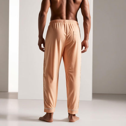 Men’s Daily Wear Light Orange Cotton Pyjamas by BarelyStylish | Relaxed Fit Home & Sleepwear with Pockets