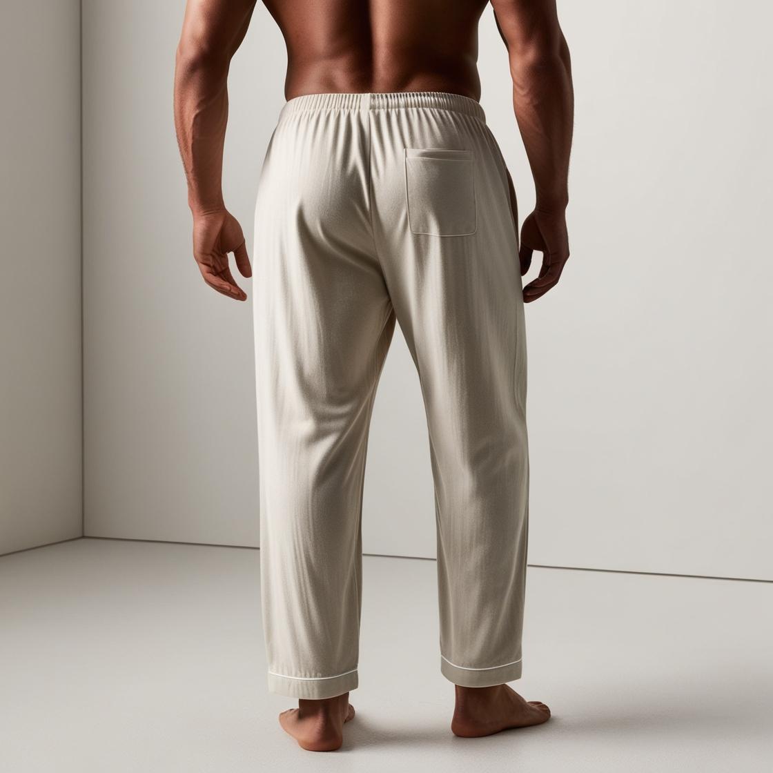 Men’s Daily Wear Vanilla Shade Cotton Pyjamas by BarelyStylish | Relaxed Fit Home & Sleepwear with Pockets
