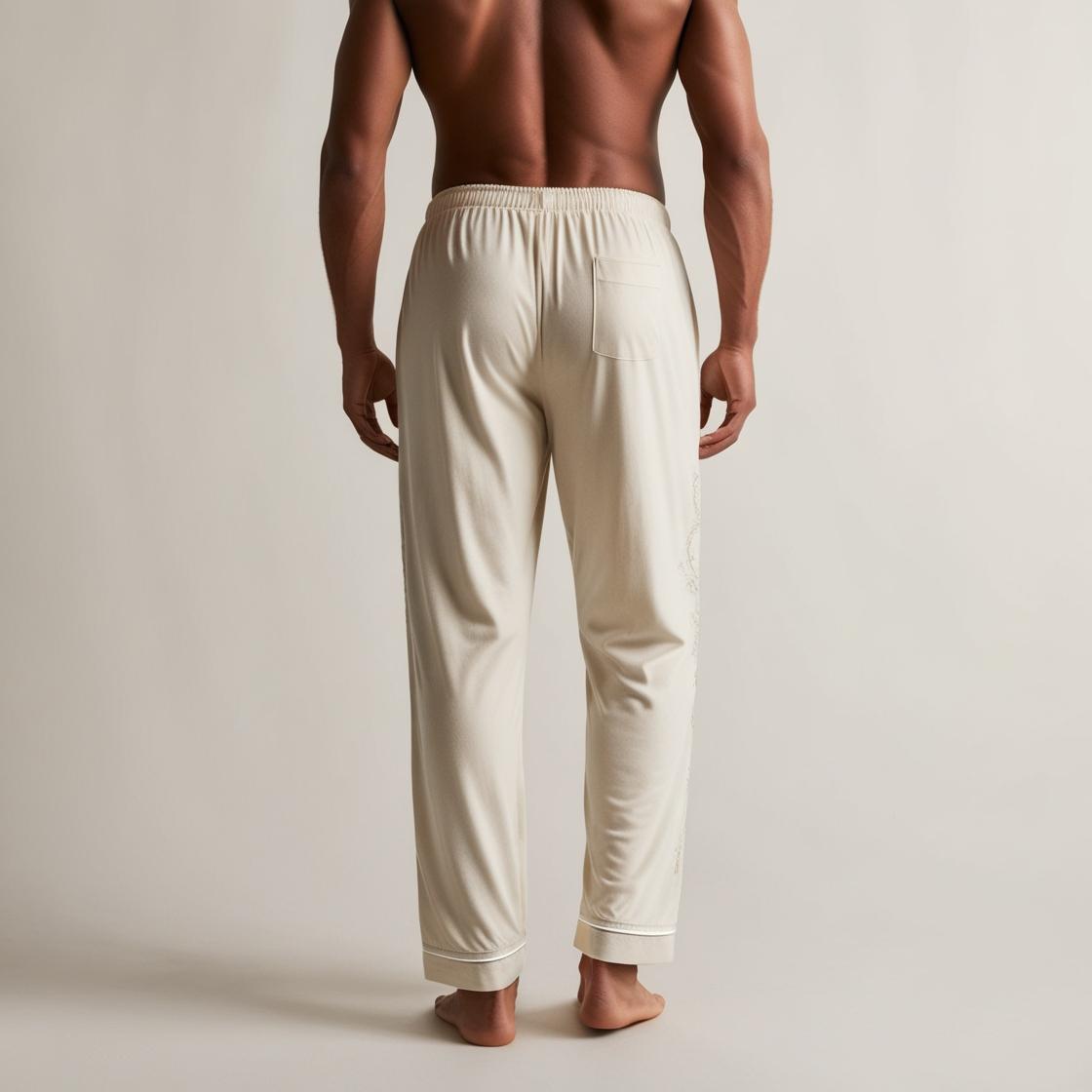Men’s Daily Wear Vanilla Shade Cotton Pyjamas by BarelyStylish | Relaxed Fit Home & Sleepwear with Pockets