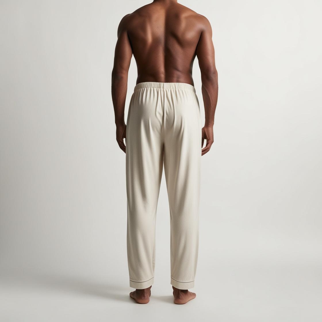 Men’s Daily Wear Vanilla Shade Cotton Pyjamas by BarelyStylish | Relaxed Fit Home & Sleepwear with Pockets