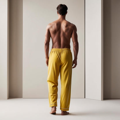 BarelyStylish Men's Sunflower Yellow Comfort-Fit Cotton Lowers (Pyzamas) | Soft, Breathable
