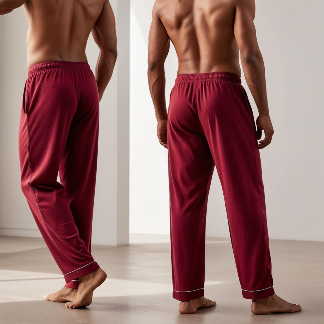 BarelyStylish Men's Crimson Red Comfort-Fit Cotton Lowers (Pyzamas) | Soft, Breathable