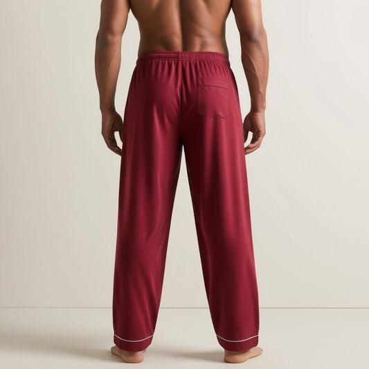 BarelyStylish Men's Crimson Red Comfort-Fit Cotton Lowers (Pyzamas) | Soft, Breathable