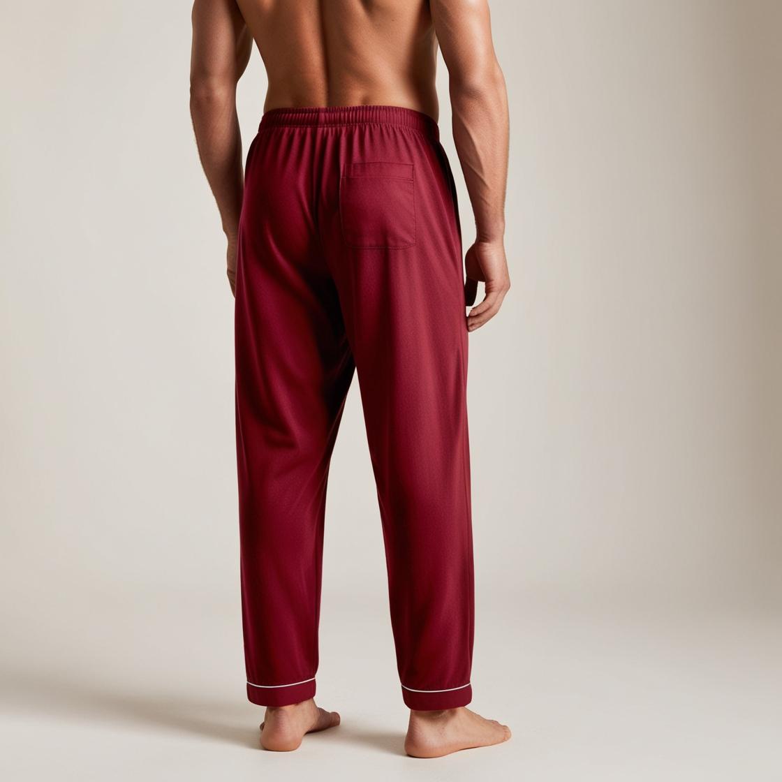BarelyStylish Men's Crimson Red Comfort-Fit Cotton Lowers (Pyzamas) | Soft, Breathable