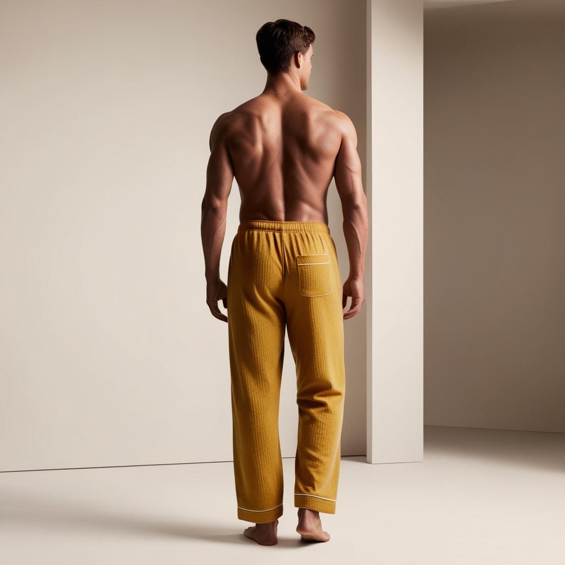 BarelyStylish Men's Mustard Yellow Comfort-Fit Cotton Lowers (Pyzamas) | Soft, Breathable