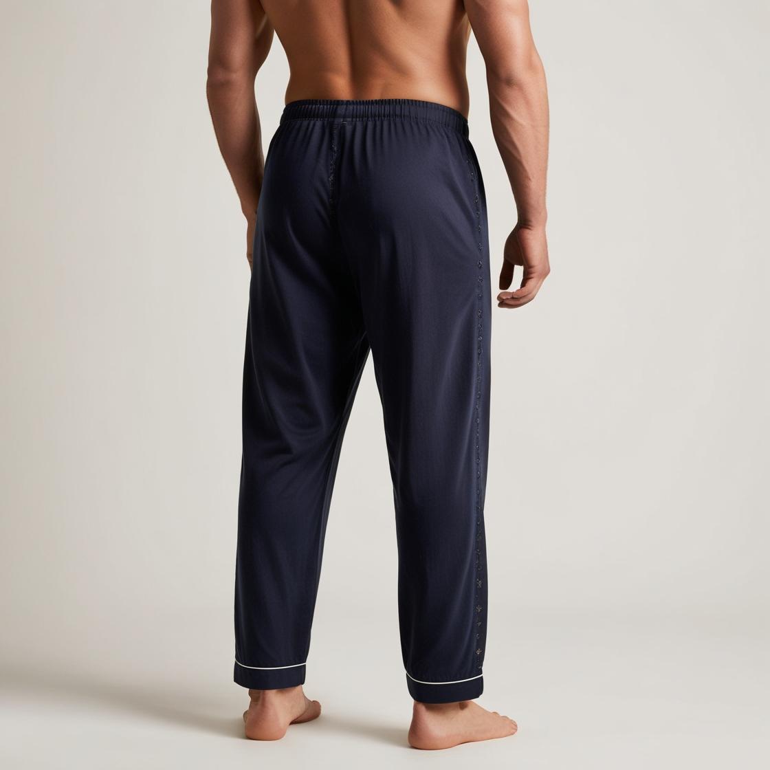 Men’s Daily Wear Navy Blue Cotton Pyjamas by BarelyStylish | Relaxed Fit Home & Sleepwear with Pockets