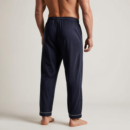 Men’s Daily Wear Navy Blue Cotton Pyjamas by BarelyStylish | Relaxed Fit Home & Sleepwear with Pockets