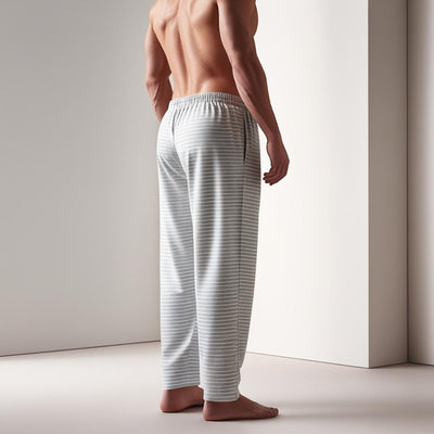 Side View White Cotton Stripped Pyjama