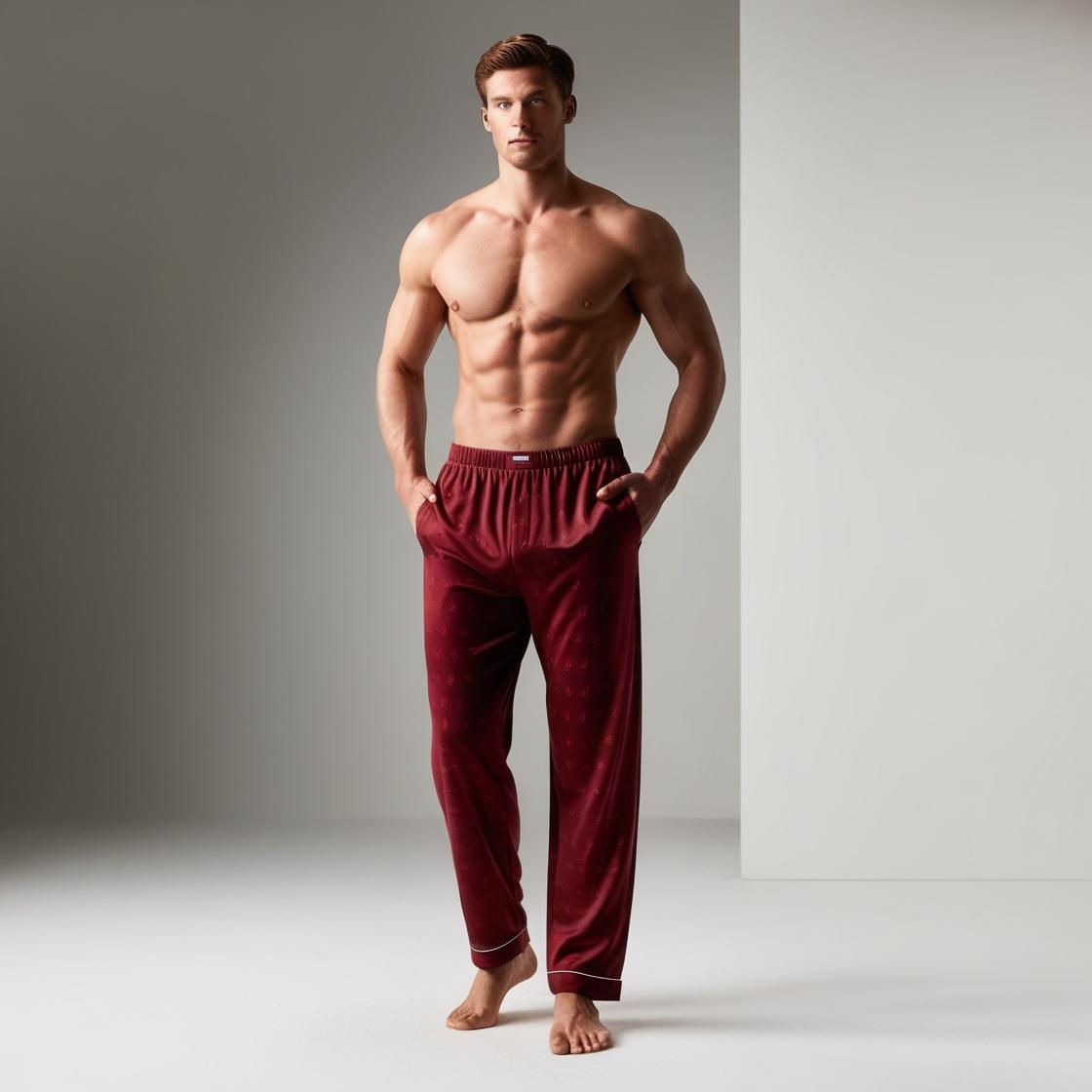 BarelyStylish Men's Cherry Cotton Pyjamas for Daily Home Wear | Comfort Fit Loungewear with Pockets