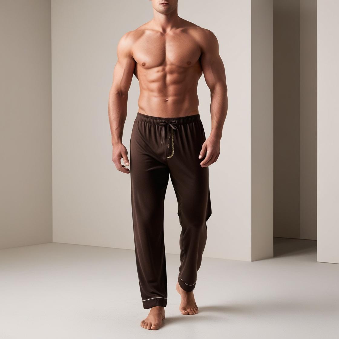 BarelyStylish Men's Dark Coffee Brown Cotton Pyjamas for Daily Home Wear | Comfort Fit Loungewear with Pockets