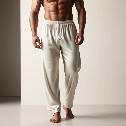 BarelyStylish Men's Cream Color Cotton Pyjamas for Daily Home Wear | Comfort Fit Loungewear with Pockets