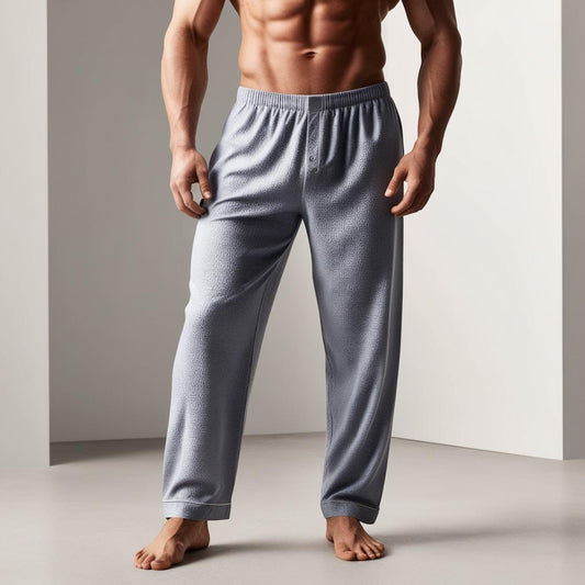 BarelyStylish Men's Corn flour BLue  Cotton Pyjamas for Daily Home Wear | Comfort Fit Loungewear with Pockets