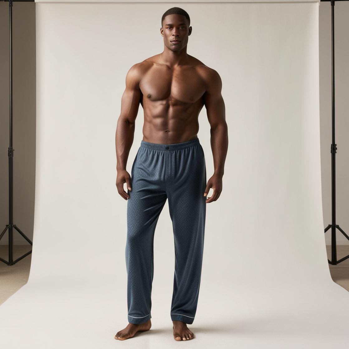 BarelyStylish Men's Corn flour BLue  Cotton Pyjamas for Daily Home Wear | Comfort Fit Loungewear with Pockets