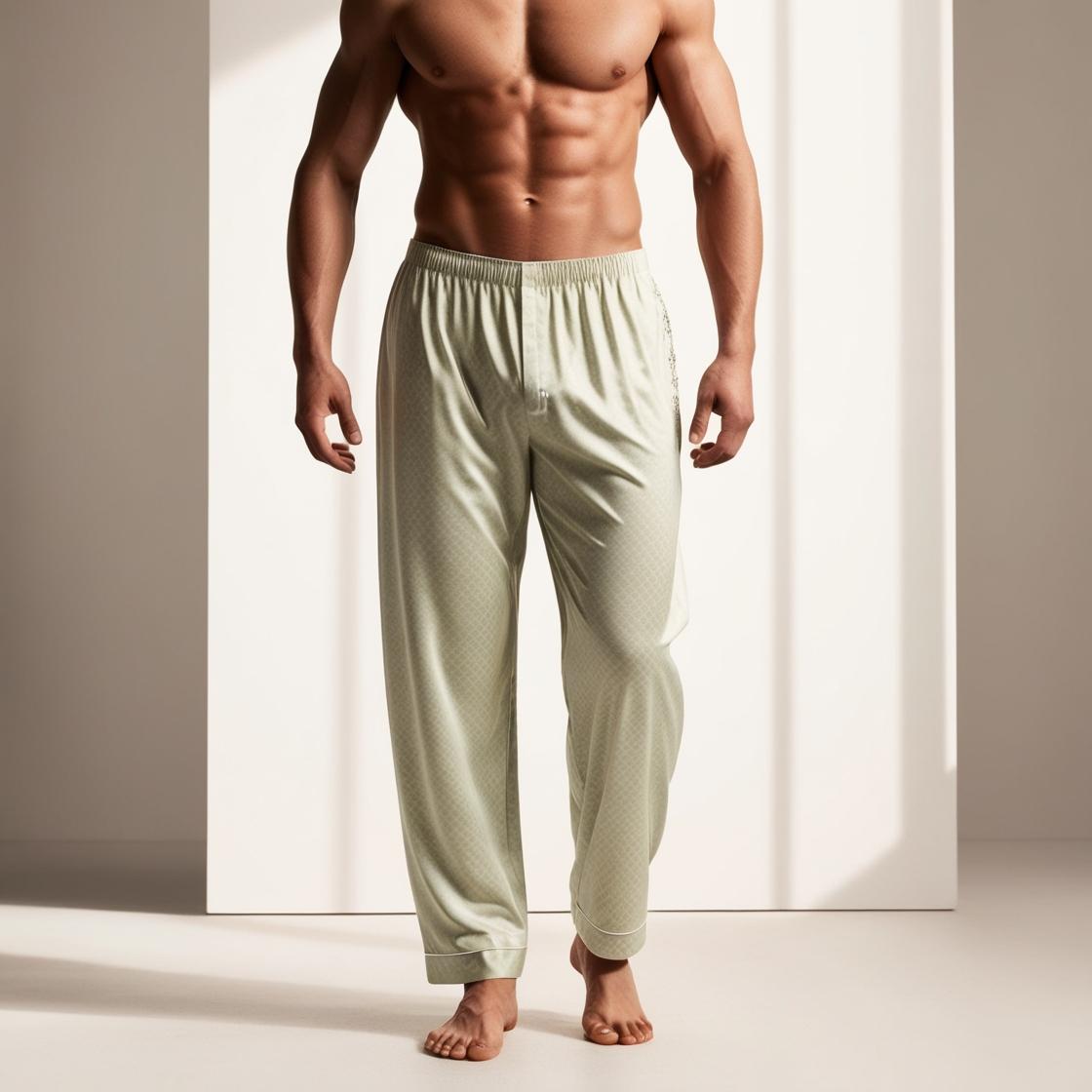 Men’s Daily Wear Light Green Cotton Pyjamas by BarelyStylish | Relaxed Fit Home & Sleepwear with Pockets