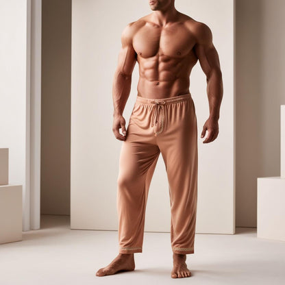 Men’s Daily Wear Light Orange Cotton Pyjamas by BarelyStylish | Relaxed Fit Home & Sleepwear with Pockets