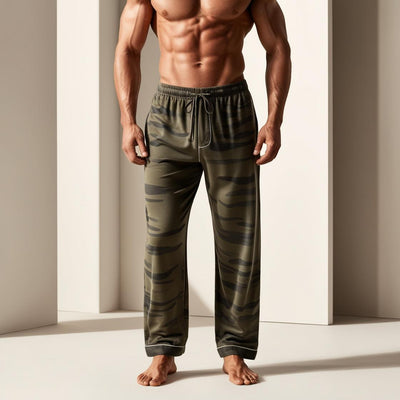 Army color cotton lounge pyjama for men flat lay display