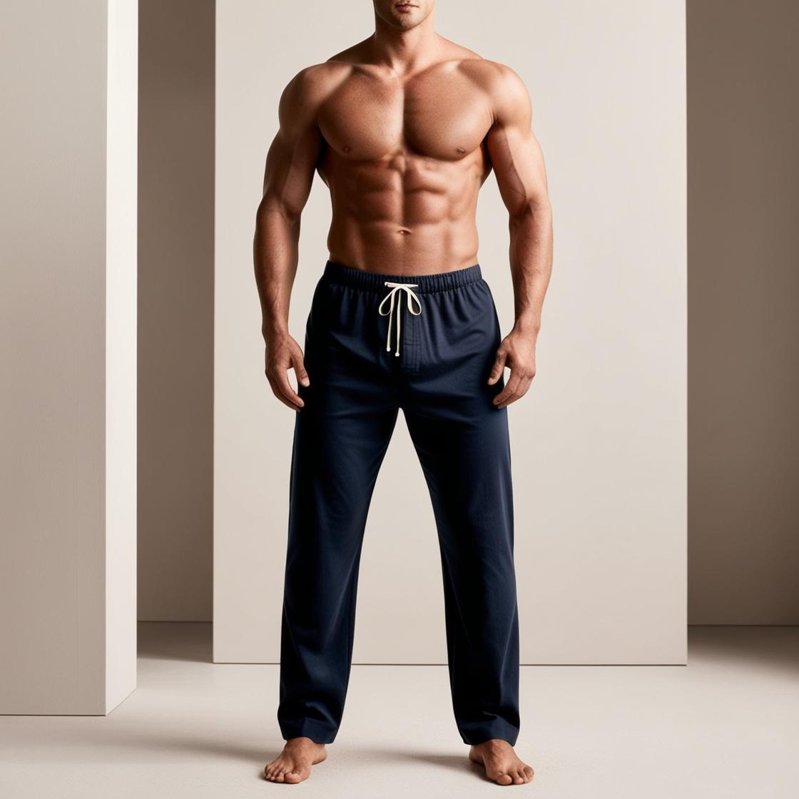 Men’s Daily Wear Navy Blue Cotton Pyjamas by BarelyStylish | Relaxed Fit Home & Sleepwear with Pockets