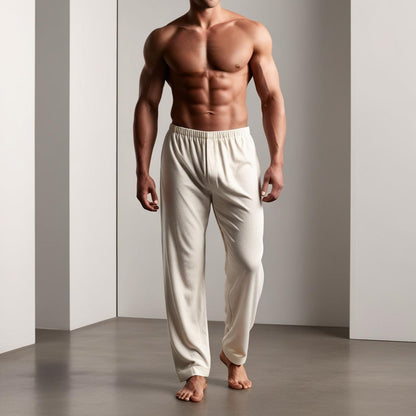 Men’s Daily Wear Vanilla Shade Cotton Pyjamas by BarelyStylish | Relaxed Fit Home & Sleepwear with Pockets