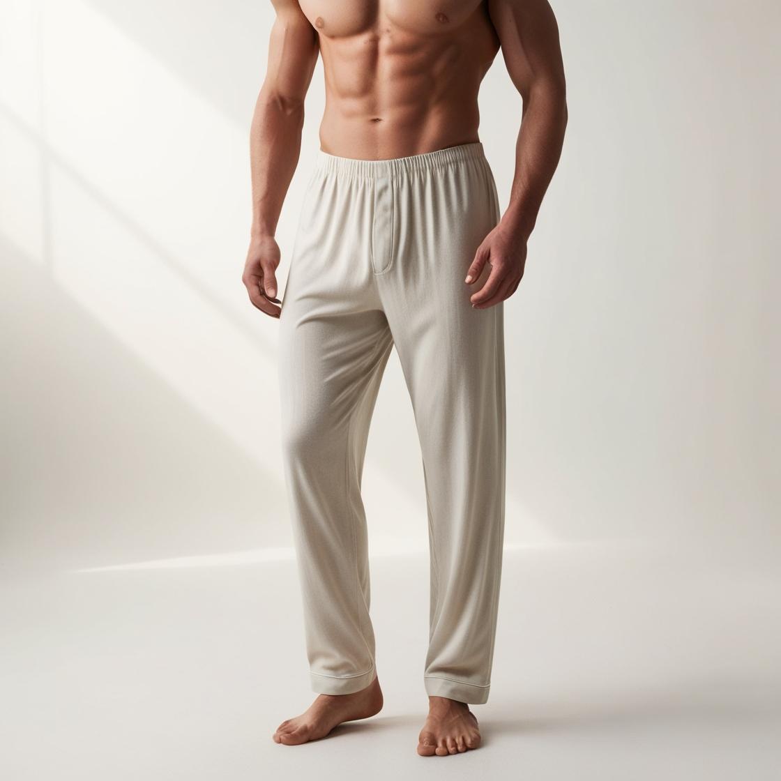 Men’s Daily Wear Vanilla Shade Cotton Pyjamas by BarelyStylish | Relaxed Fit Home & Sleepwear with Pockets