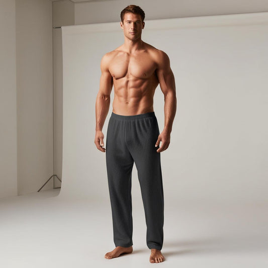 BarelyStylish Men's Dark Steel Grey Cotton Pyjamas for Daily Home Wear | Comfort Fit Loungewear with Pockets