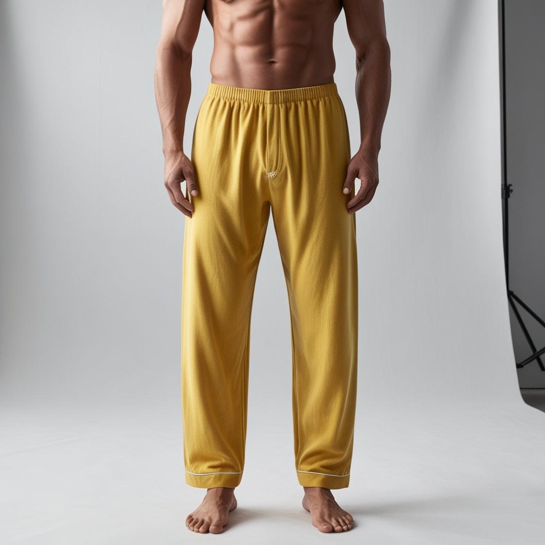 BarelyStylish Men's Sunflower Yellow Comfort-Fit Cotton Lowers (Pyzamas) | Soft, Breathable