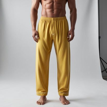 BarelyStylish Men's Sunflower Yellow Comfort-Fit Cotton Lowers (Pyzamas) | Soft, Breathable