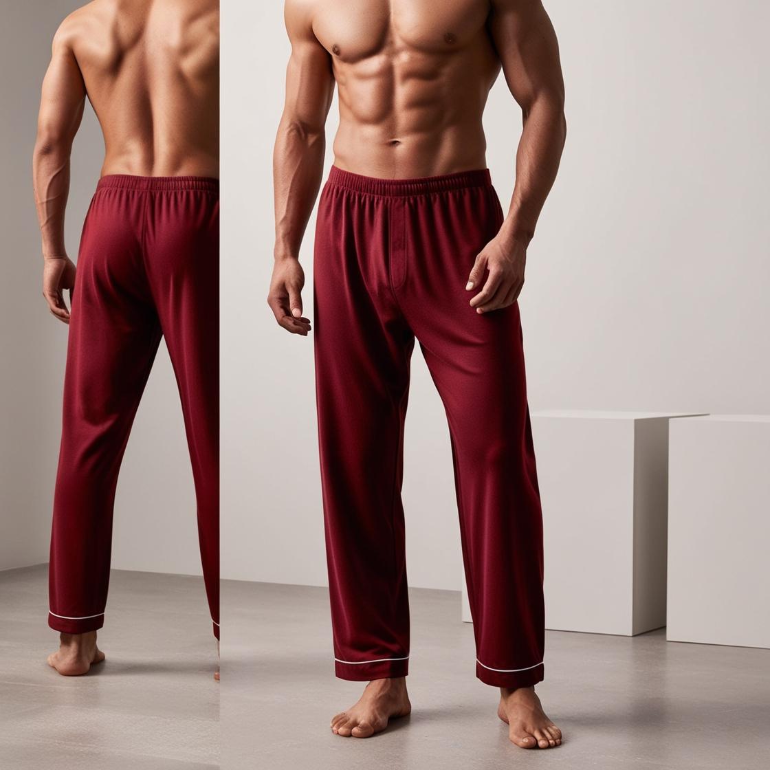 BarelyStylish Men's Crimson Red Comfort-Fit Cotton Lowers (Pyzamas) | Soft, Breathable