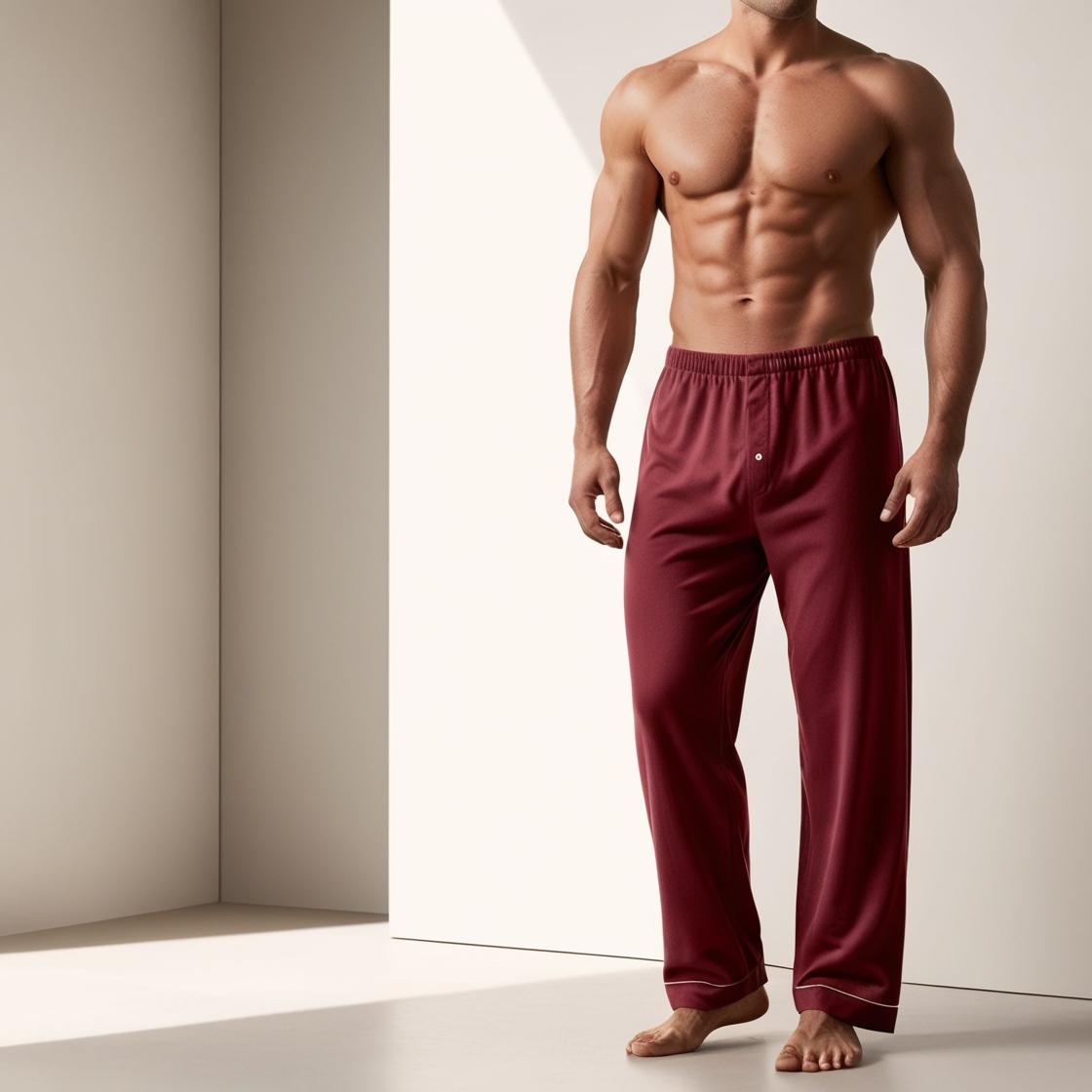 BarelyStylish Men's Crimson Red Comfort-Fit Cotton Lowers (Pyzamas) | Soft, Breathable