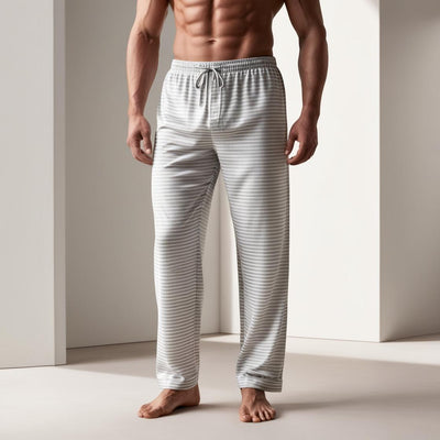 White Cotton Stripped Pyjama for Men