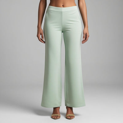 BarelyStylish Women's Palazzos – Pista Green Effortless Comfort & Chic Style