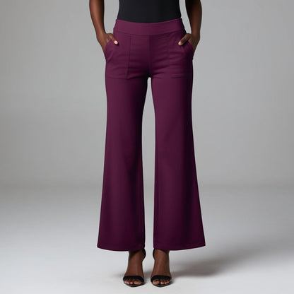 EmpowerFit High-Waisted Women's Palazzo – Wine Red Ultra Stretch & Comfort