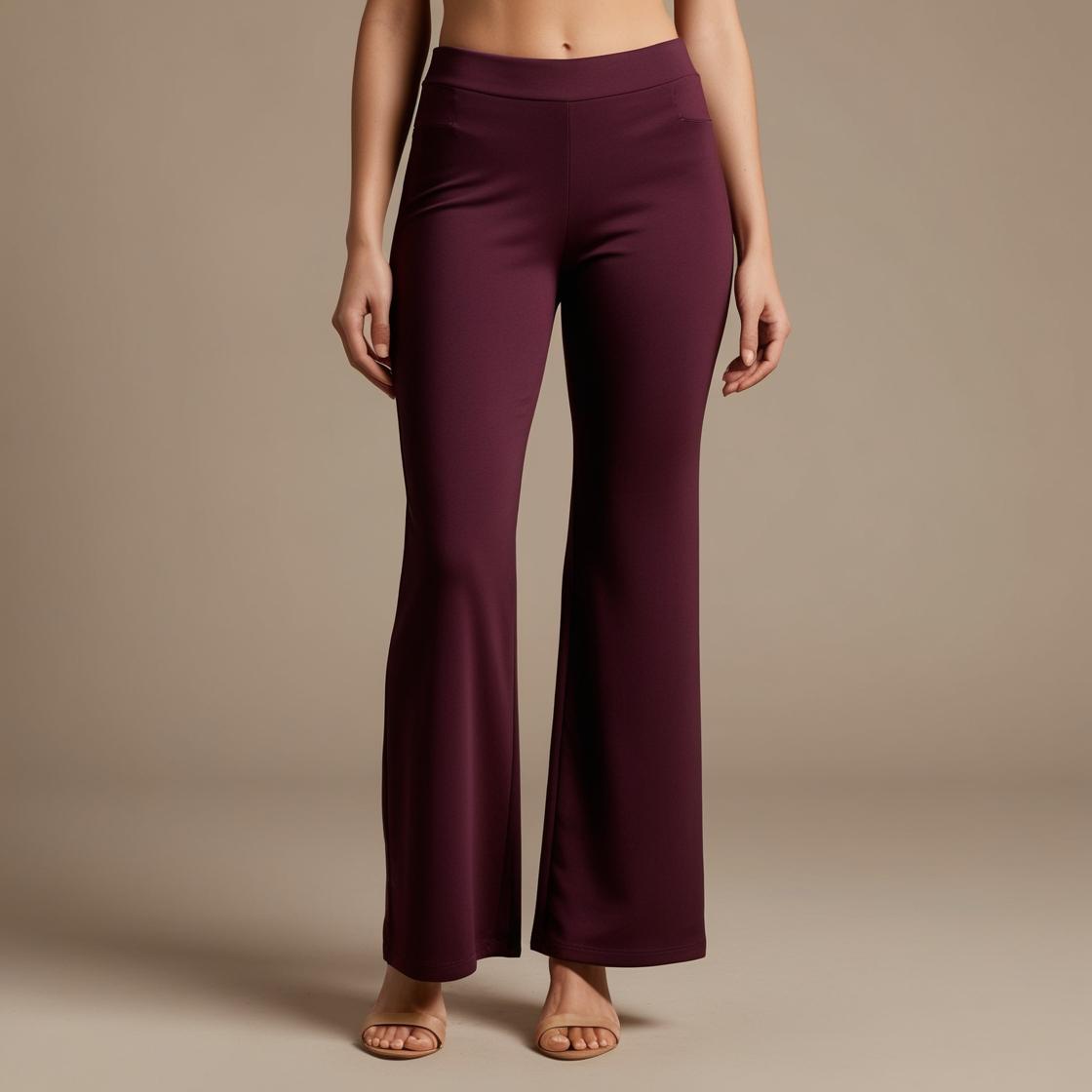 EmpowerFit High-Waisted Women's Palazzo – Wine Red Ultra Stretch & Comfort