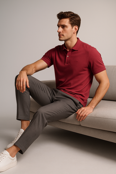 Premium Maroon Polo T-Shirt for Men | Soft Cotton | Smart Casual Wear – BarelyStylish