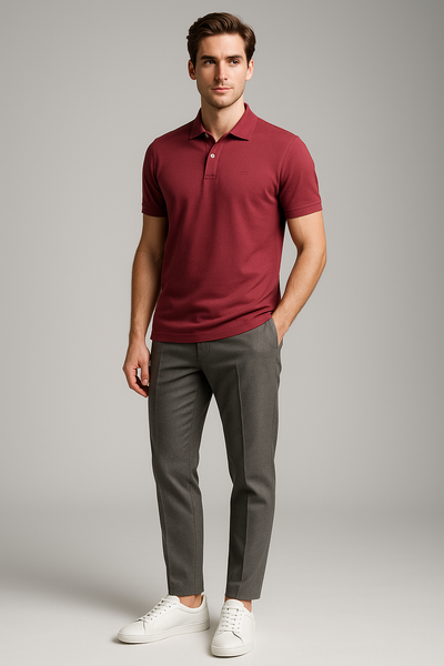 Premium Maroon Polo T-Shirt for Men | Soft Cotton | Smart Casual Wear – BarelyStylish