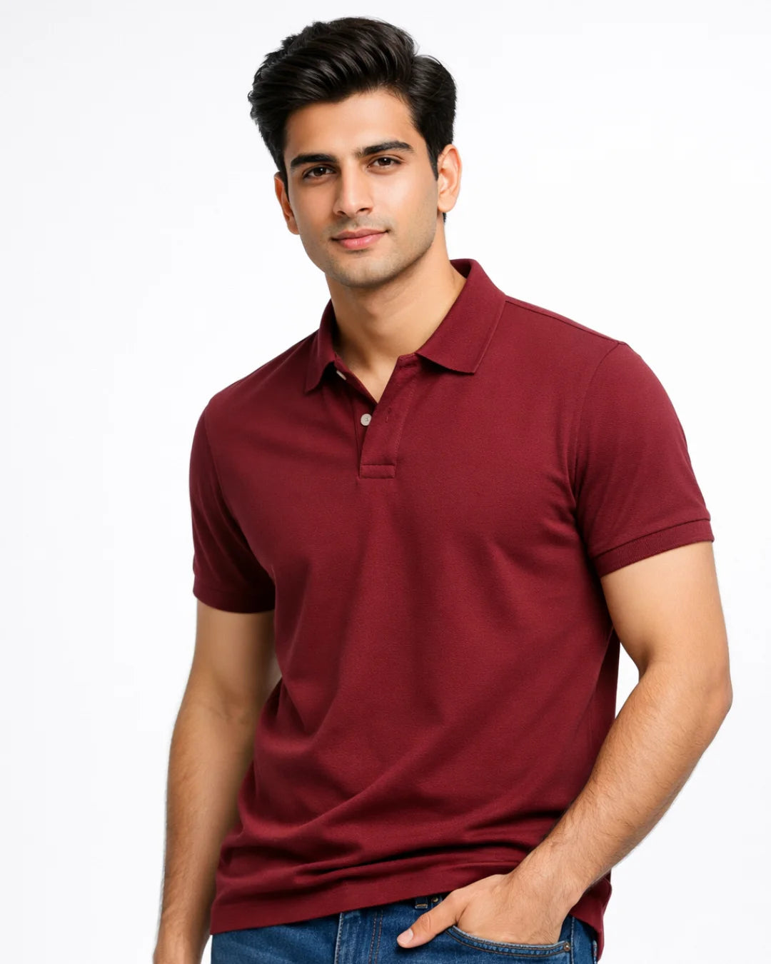 BarelyStylish Maroon Men's Cotton Polo