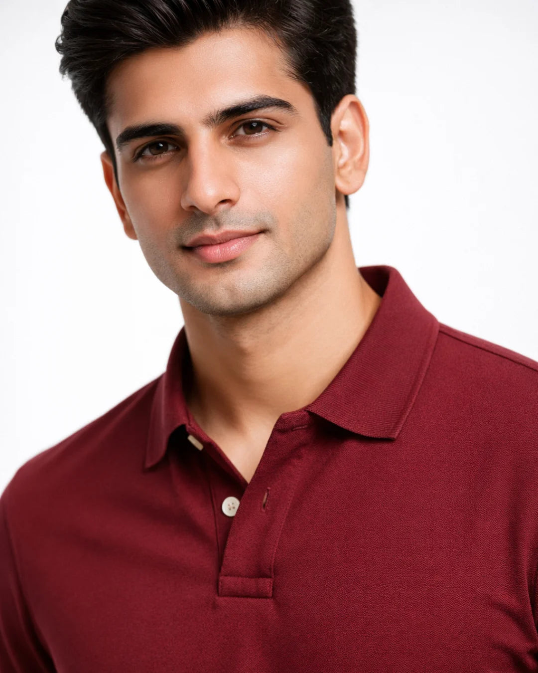 BarelyStylish Maroon Cotton Polo Closeup