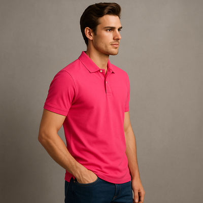 Premium Pink Polo T-Shirt for Men | Soft Cotton | Smart Casual Wear – BarelyStylish