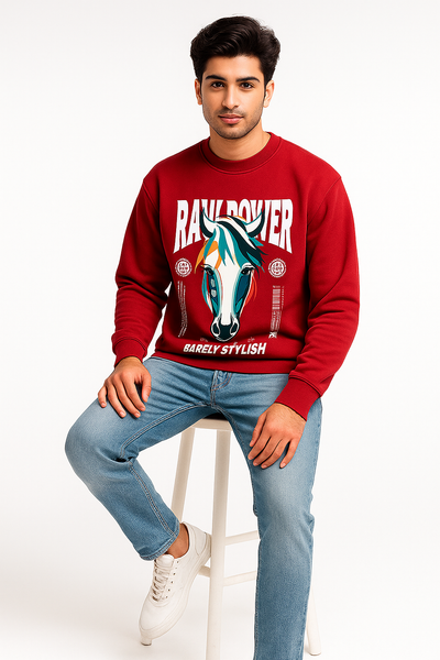 Red Premium Fleece Stylish Sweatshirt for Men