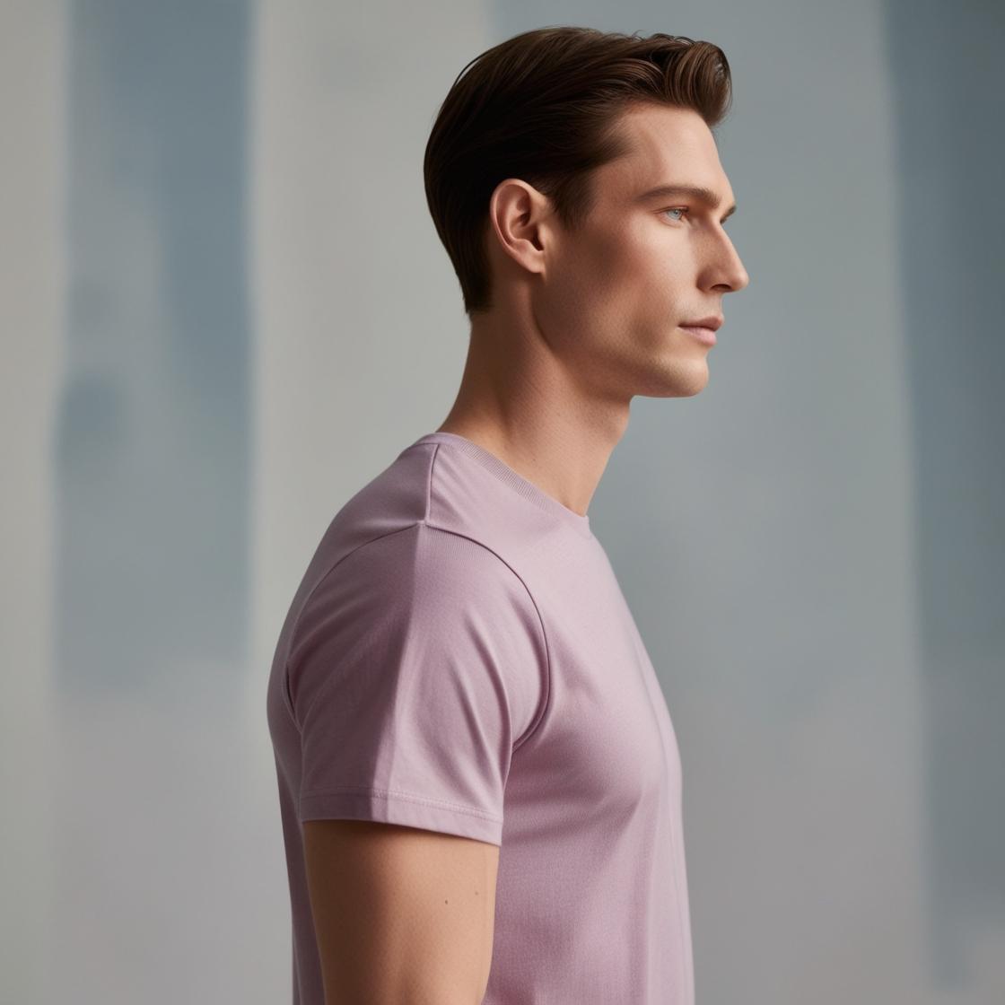 Cotton Blend Light Magenta Crew neck T-shirt - with abstract design
