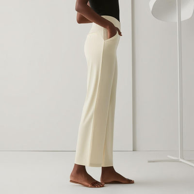 BarelyStylish Women's Palazzos – Milk Cream Effortless Comfort & Chic Style