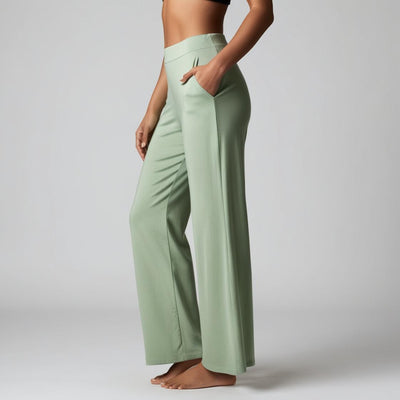 BarelyStylish Women's Palazzos – Pista Green Effortless Comfort & Chic Style